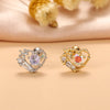 Fashion Heart Shape Stainless Steel Copper Plating Inlay Zircon Ear Studs 1 Piece