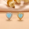 Fashion Heart Shape Stainless Steel Copper Plating Inlay Zircon Ear Studs 1 Piece