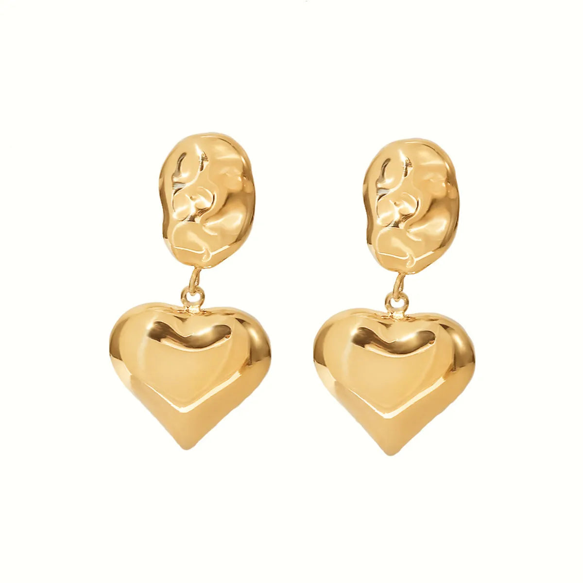 Fashion Heart Shape Gold Plated 304 Stainless Steel Drop Earrings