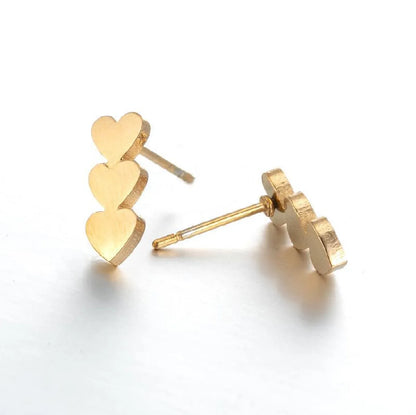 Fashion Heart Shape Stainless Steel Ear Studs 1 Pair