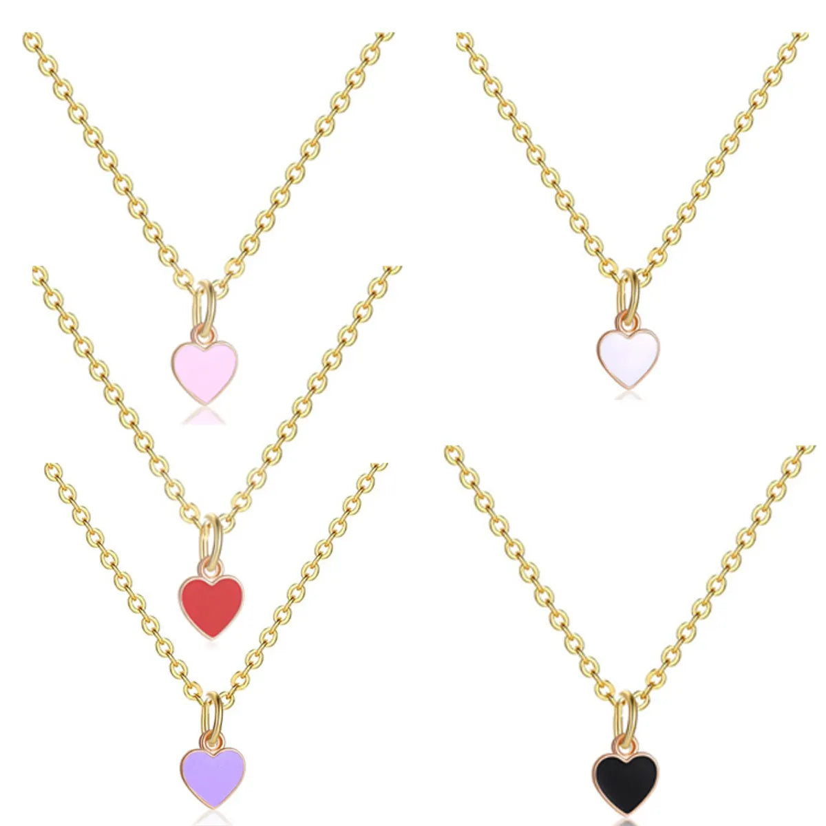 Fashion Heart Shape Stainless Steel Enamel Pendant Necklace 1 Piece