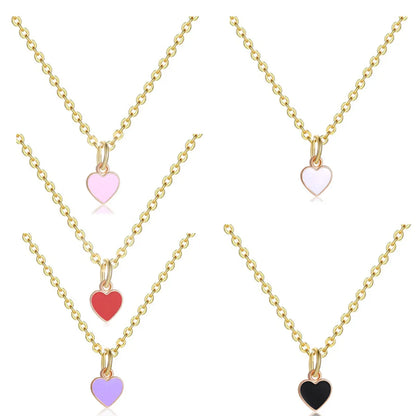 Fashion Heart Shape Stainless Steel Enamel Pendant Necklace 1 Piece