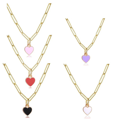 Fashion Heart Shape Stainless Steel Enamel Pendant Necklace 1 Piece