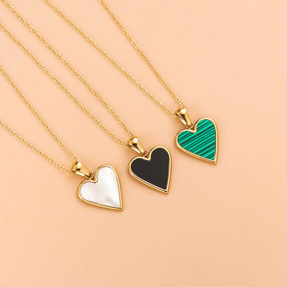 Wholesale Fashion Heart Shape Stainless Steel Gold Plated Shell Earrings Necklace