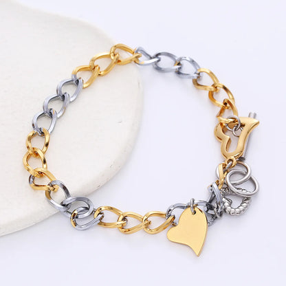 Fashion Heart Shape Stainless Steel Patchwork Bracelets