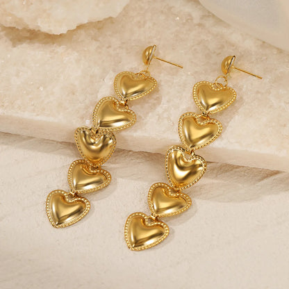 1 Pair Fashion Heart Shape Plating Stainless Steel Drop Earrings