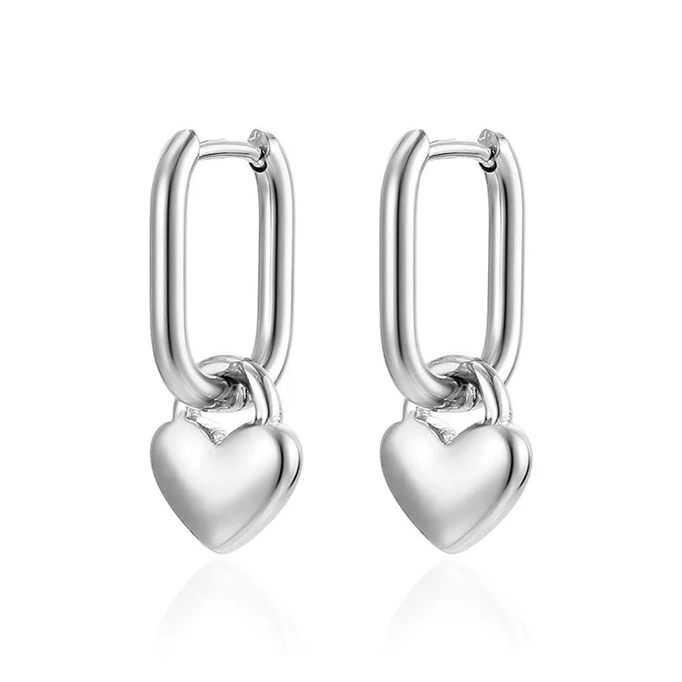 1 Pair Fashion Heart Shape Plating 201 Stainless Steel 18K Gold Plated Drop Earrings