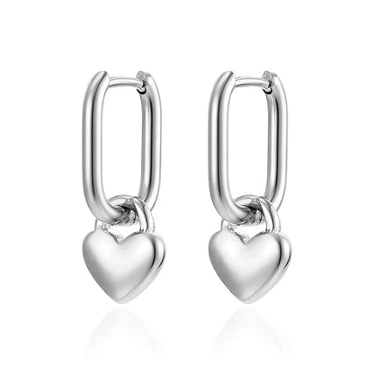 1 Pair Fashion Heart Shape Plating 201 Stainless Steel 18K Gold Plated Drop Earrings