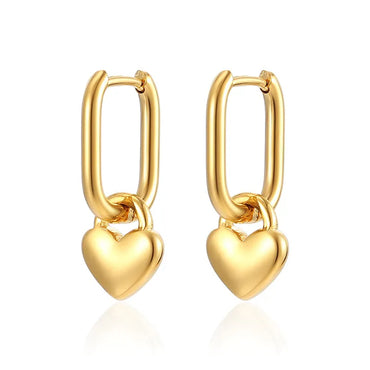 1 Pair Fashion Heart Shape Plating 201 Stainless Steel 18K Gold Plated Drop Earrings