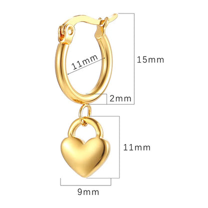 1 Pair Fashion Heart Shape Plating 201 Stainless Steel 18K Gold Plated Drop Earrings