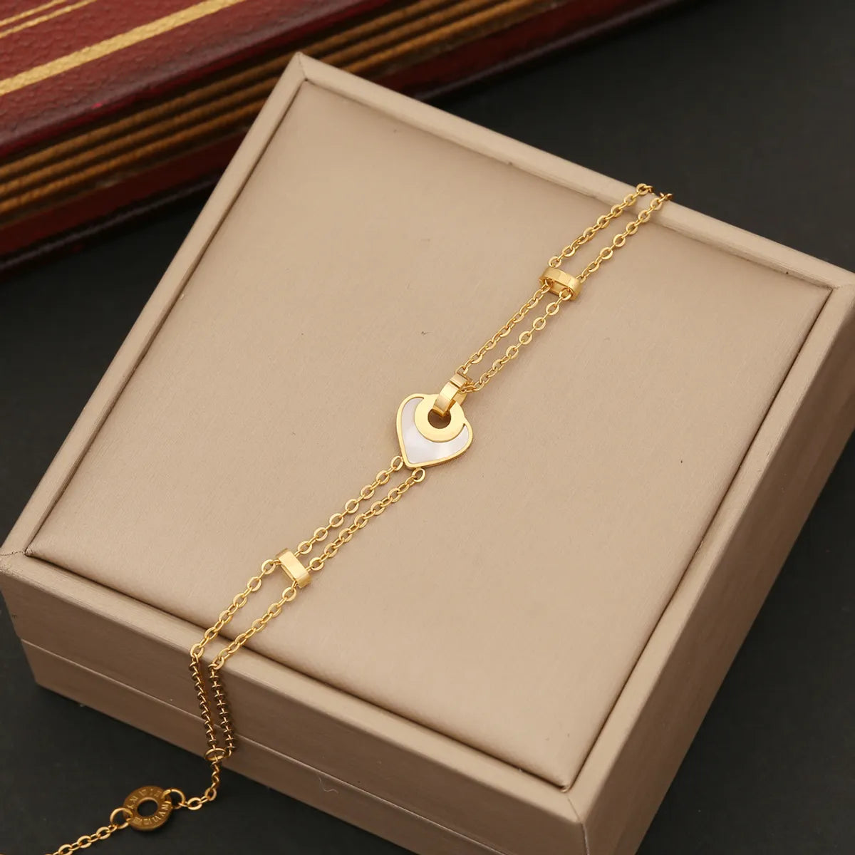 Fashion Heart Shape Stainless Steel Plating Hollow Out Inlay Shell Bracelets Earrings Necklace