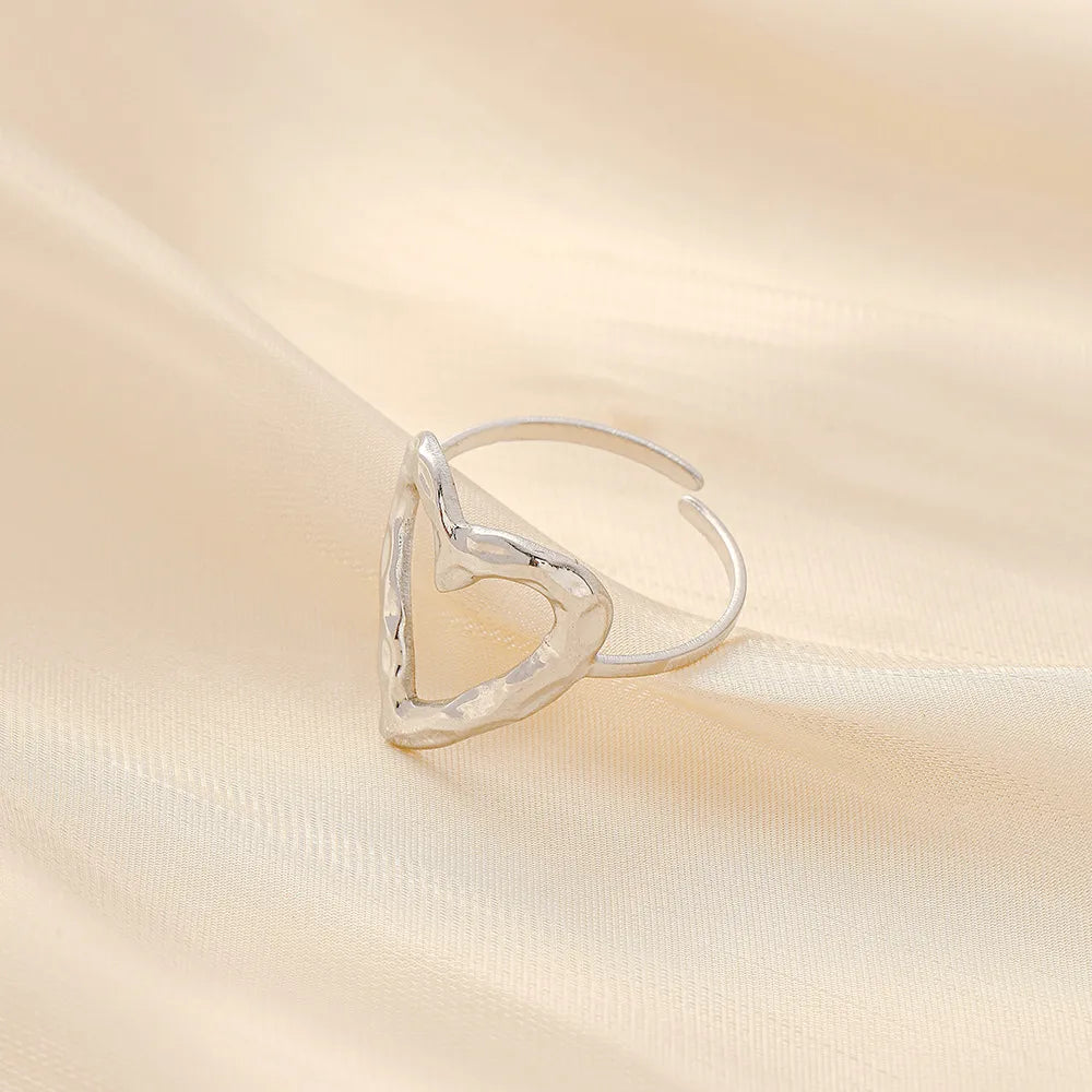 Fashion Heart Shape Stainless Steel Plating Hollow Out Open Ring 1 Piece