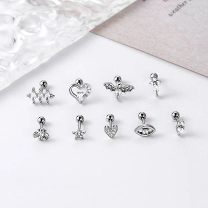 1 Piece Fashion Heart Shape Plating Inlay Stainless Steel Zircon Ear Studs