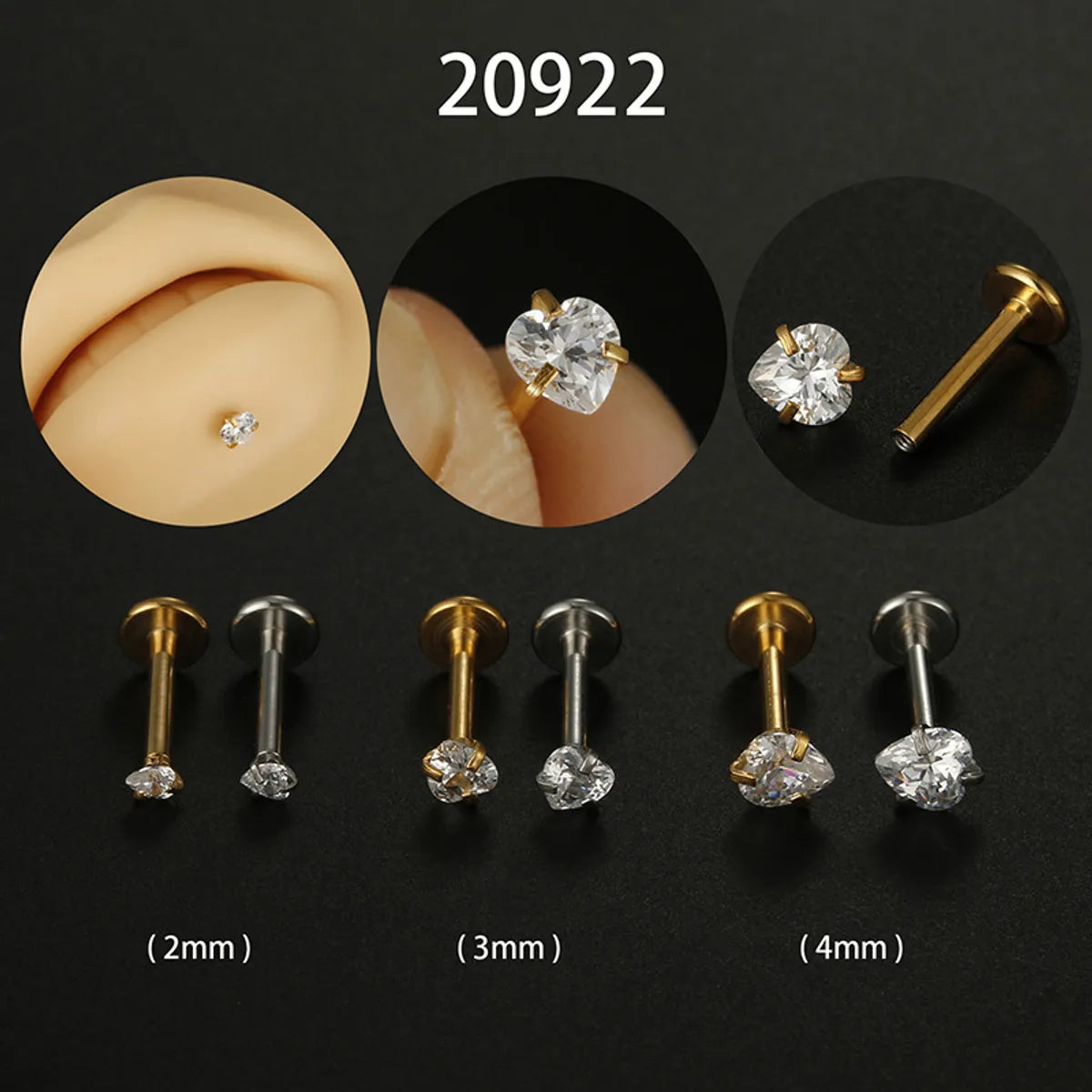 Fashion Heart Shape Stainless Steel Plating Lip Stud 1 Piece