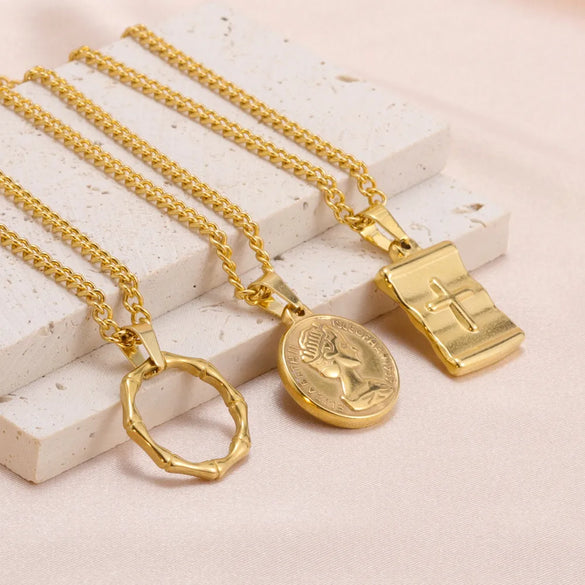 Fashion Heart Shape Stainless Steel Plating Pendant Necklace 1 Piece