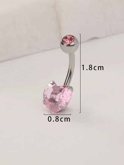 1 Piece Belly Rings Fashion Heart Shape 304 Stainless Steel Plating Zircon