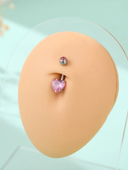 1 Piece Belly Rings Fashion Heart Shape 304 Stainless Steel Plating Zircon