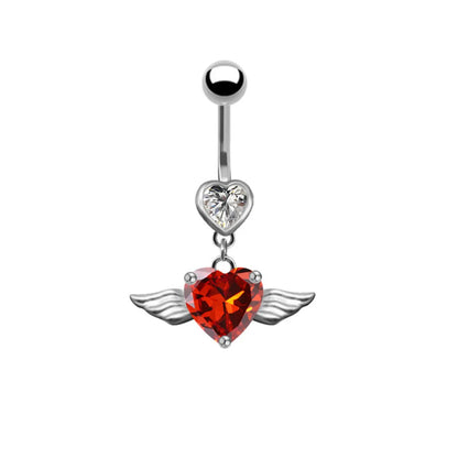 Fashion Heart Shape Stainless Steel Plating Zircon Belly Ring