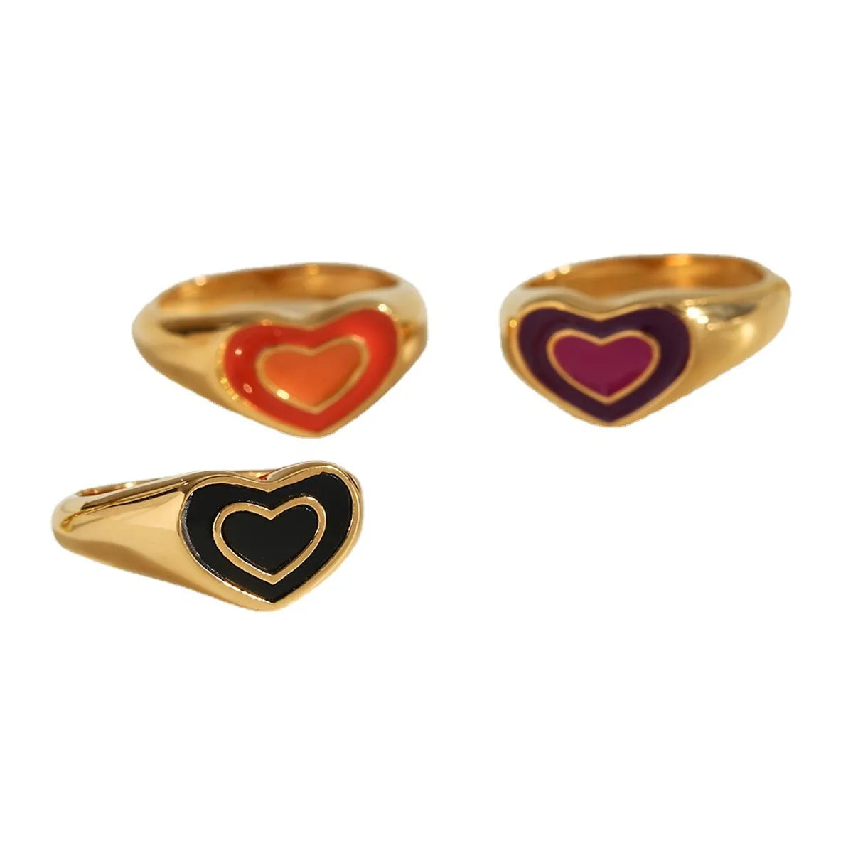 Fashion Heart Shape Stainless Steel Rings Plating Stainless Steel Rings