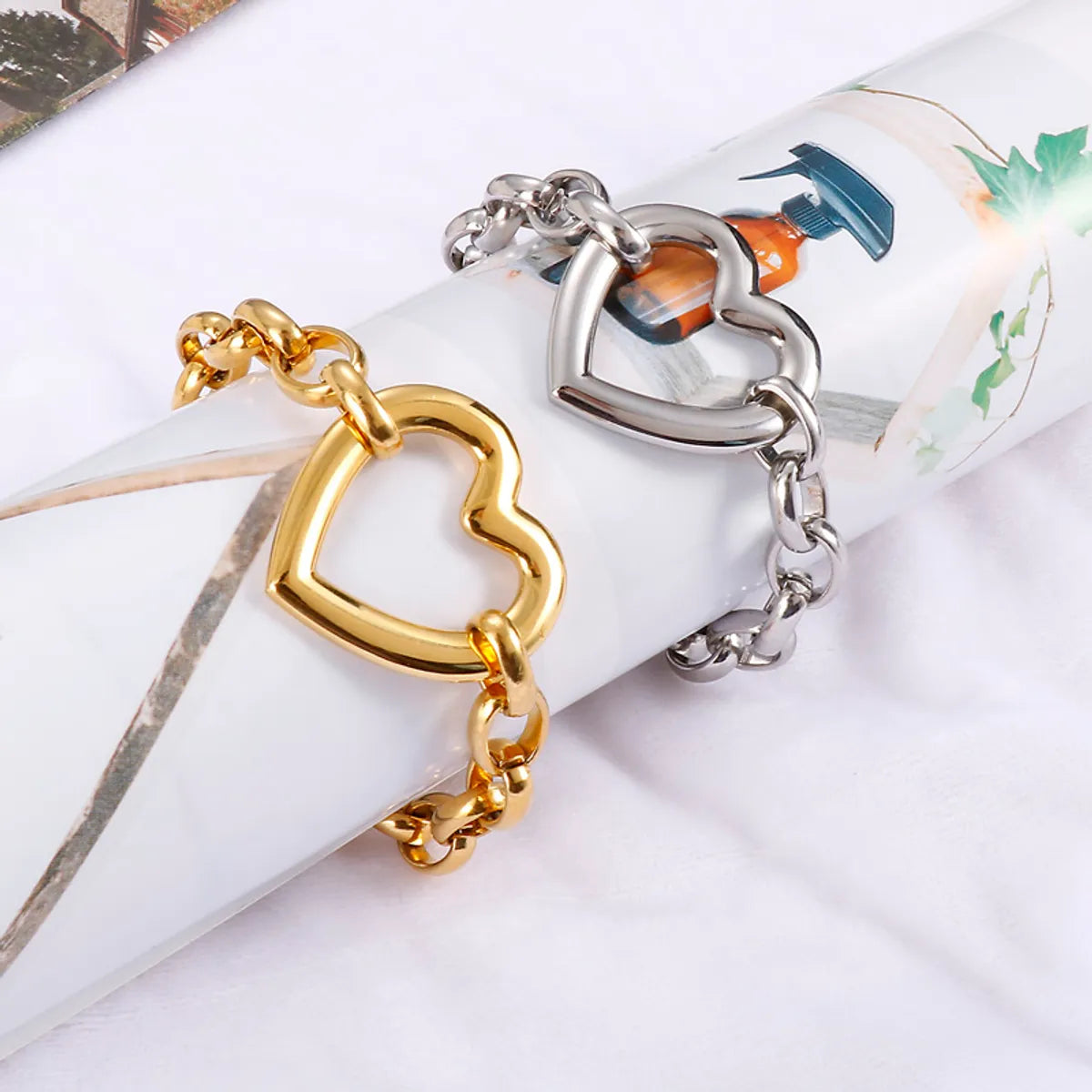 Fashion Heart Shape Stainless Steel Titanium Steel Plating Hollow Out Jewelry Set