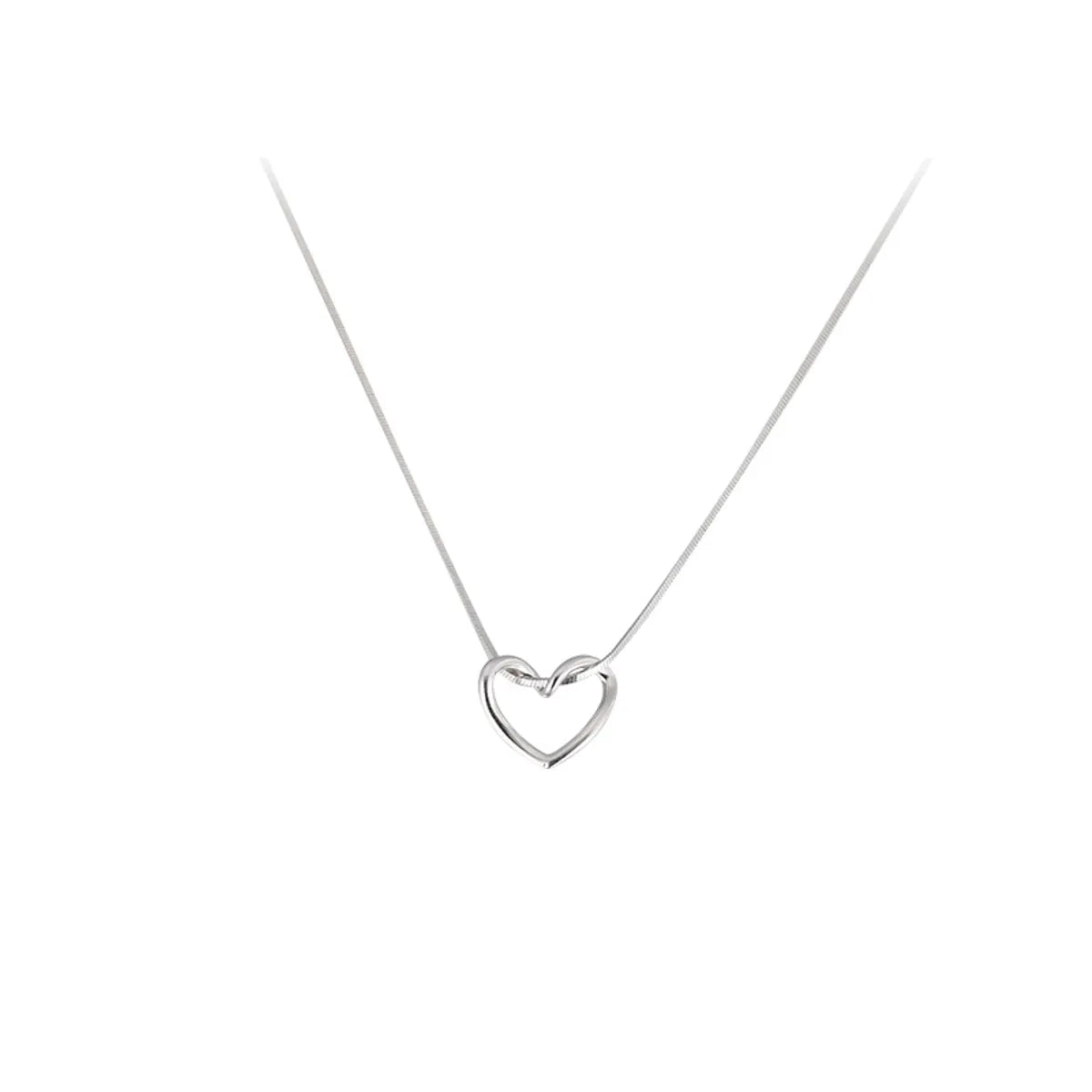 Fashion Heart Shape Sterling Silver Chain Pendant Necklace 1 Piece