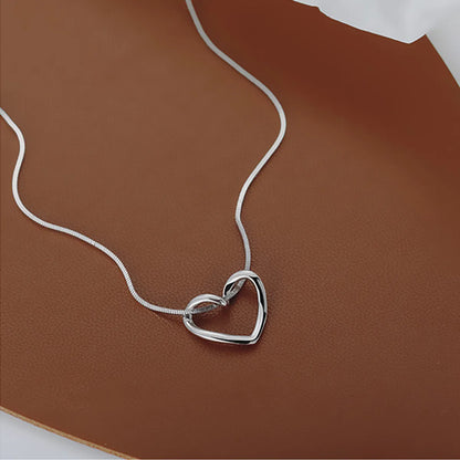 Fashion Heart Shape Sterling Silver Chain Pendant Necklace 1 Piece