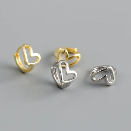 Fashion Heart Shape Sterling Silver Ear Studs 1 Pair