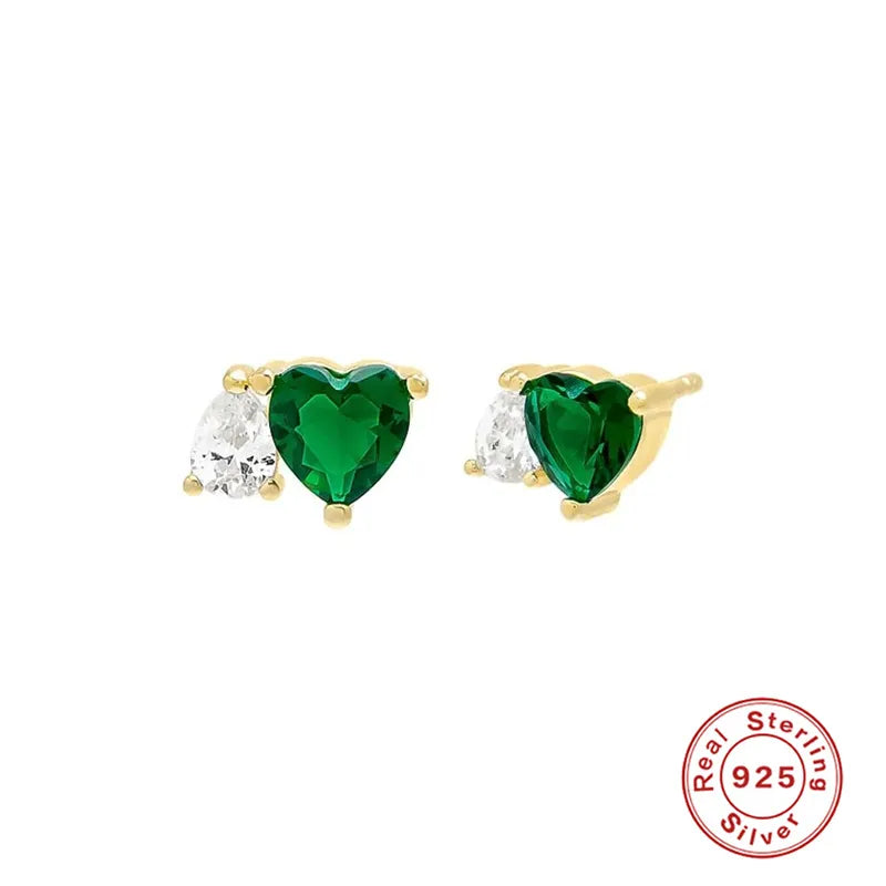 Fashion Heart Shape Sterling Silver Plating Zircon Ear Studs