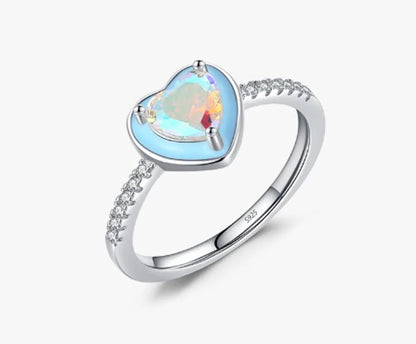 Fashion Heart Shape Sterling Silver Inlay Zircon Rings 1 Piece