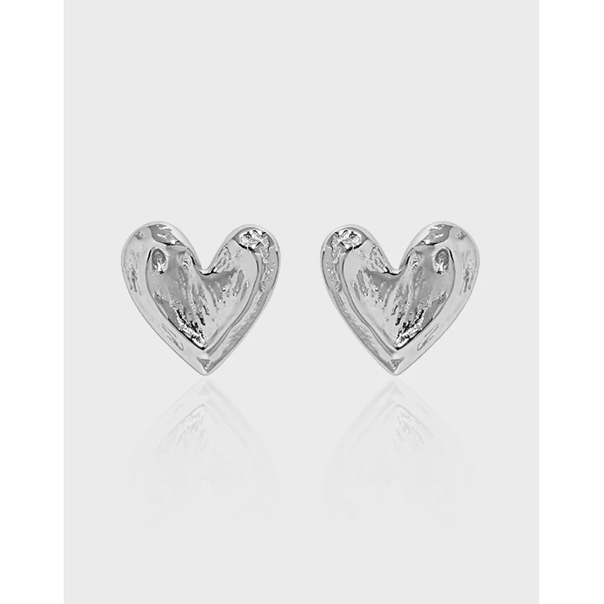 Fashion Heart Shape Sterling Silver Plating Ear Studs 1 Pair