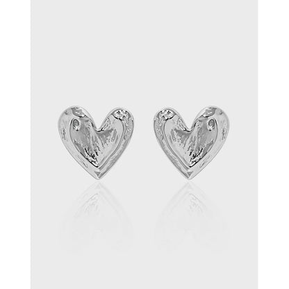 Fashion Heart Shape Sterling Silver Plating Ear Studs 1 Pair