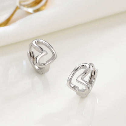 Fashion Heart Shape Sterling Silver Plating Earrings 1 Pair