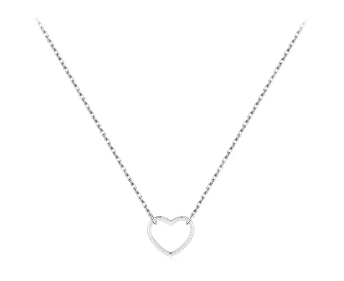 Fashion Heart Shape Sterling Silver Polishing Pendant Necklace