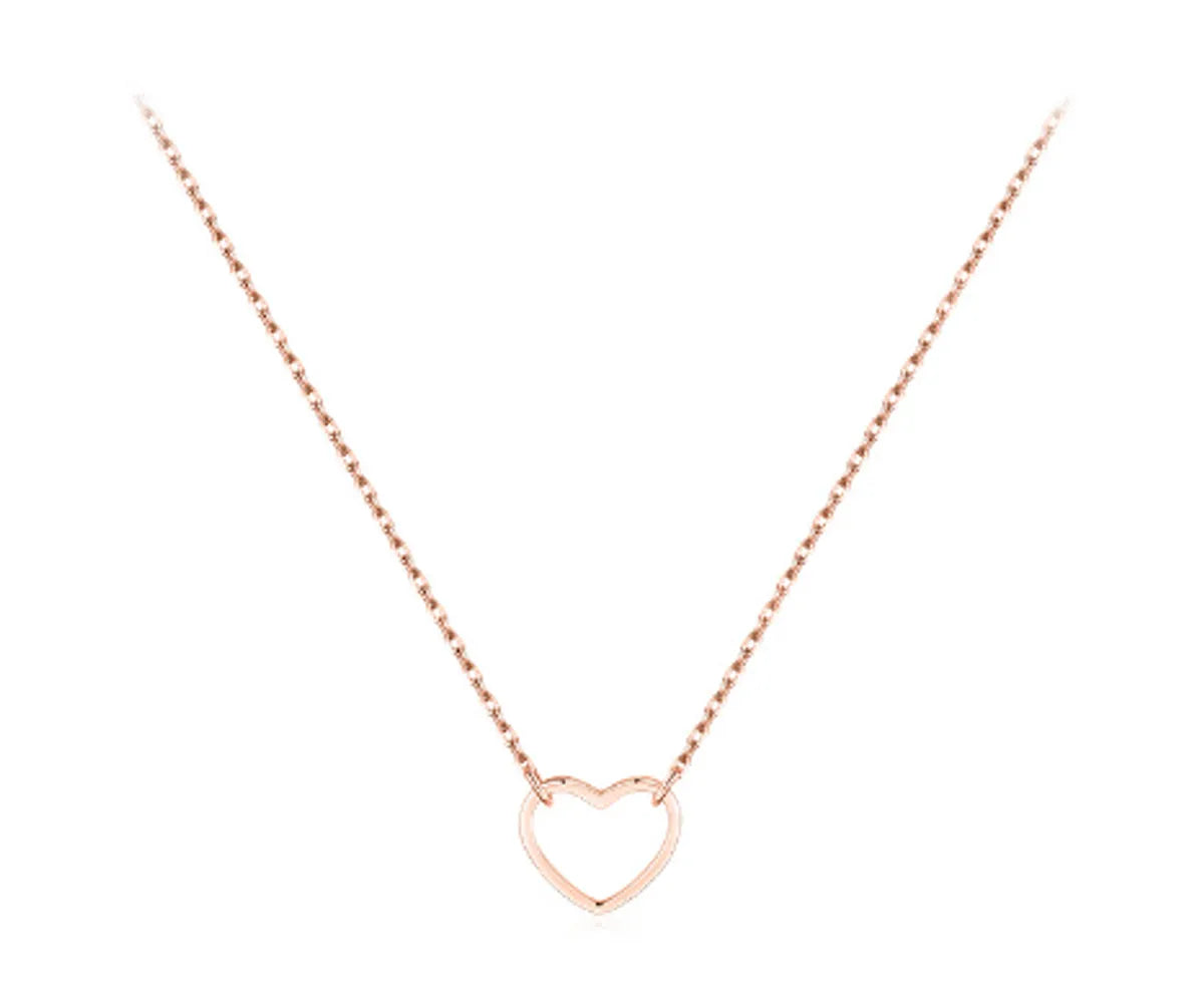 Fashion Heart Shape Sterling Silver Polishing Pendant Necklace