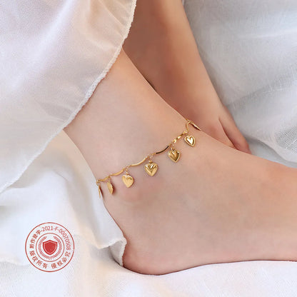 Fashion Heart-shape Titanium Steel Anklet Wholesale