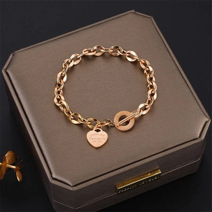 Fashion Heart Shape Titanium Steel Bracelets 1 Piece