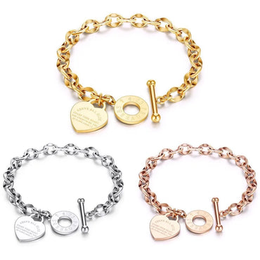 Fashion Heart Shape Titanium Steel Bracelets 1 Piece