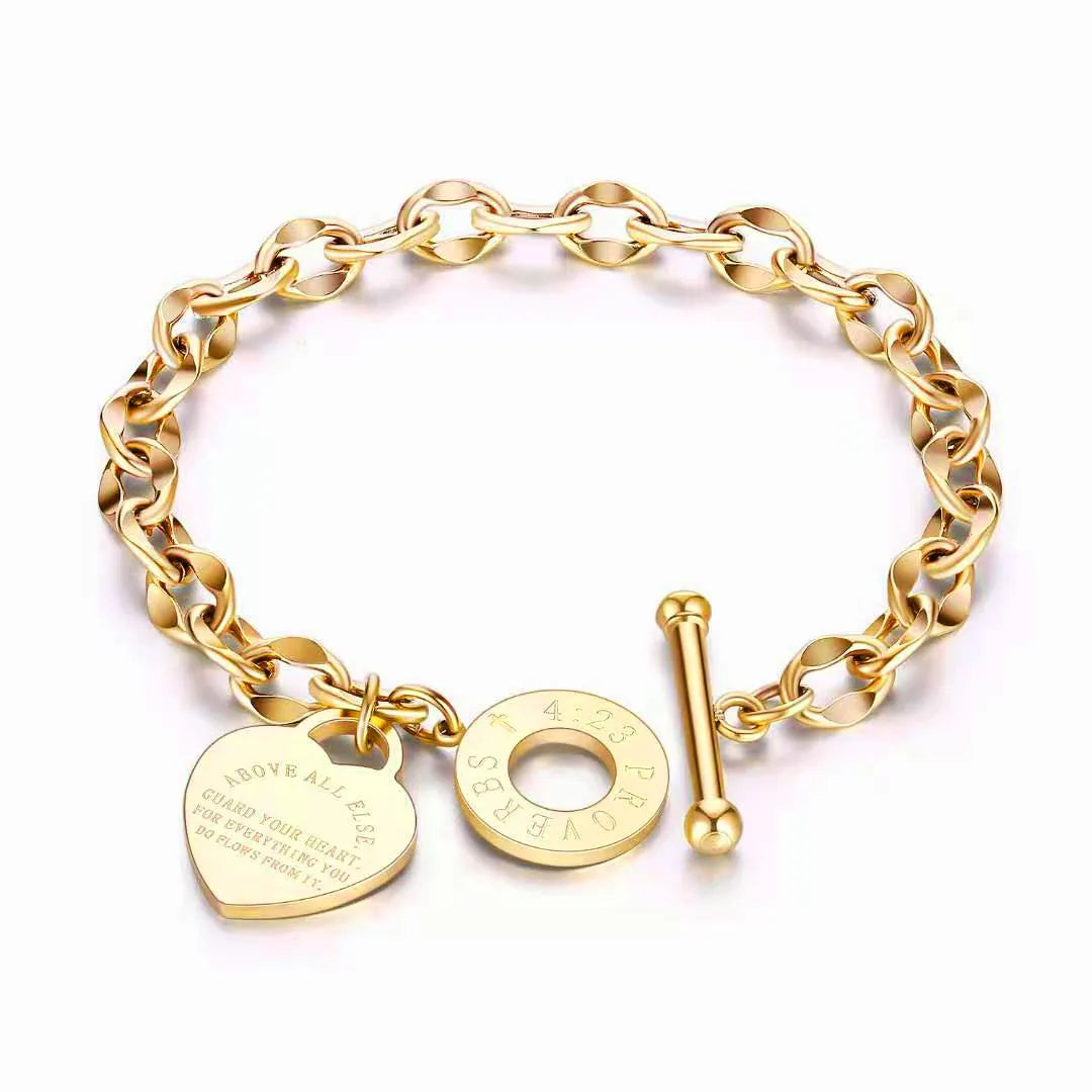 Fashion Heart Shape Titanium Steel Bracelets 1 Piece