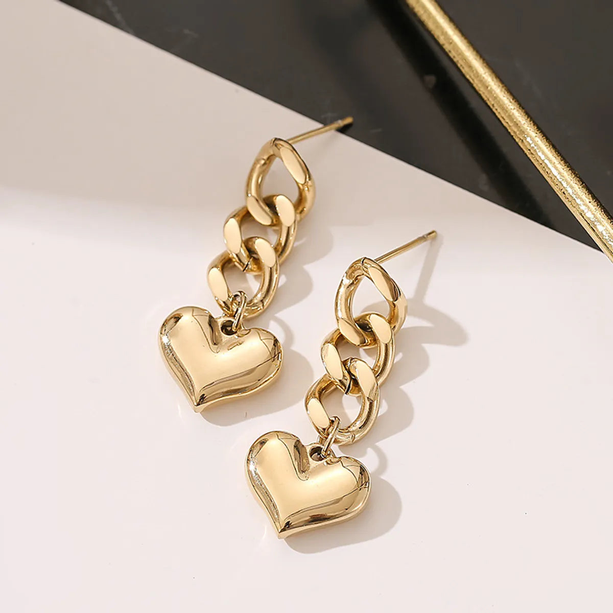 Fashion Heart Shape Titanium Steel Drop Earrings Plating Stainless Steel Earrings 1 Pair