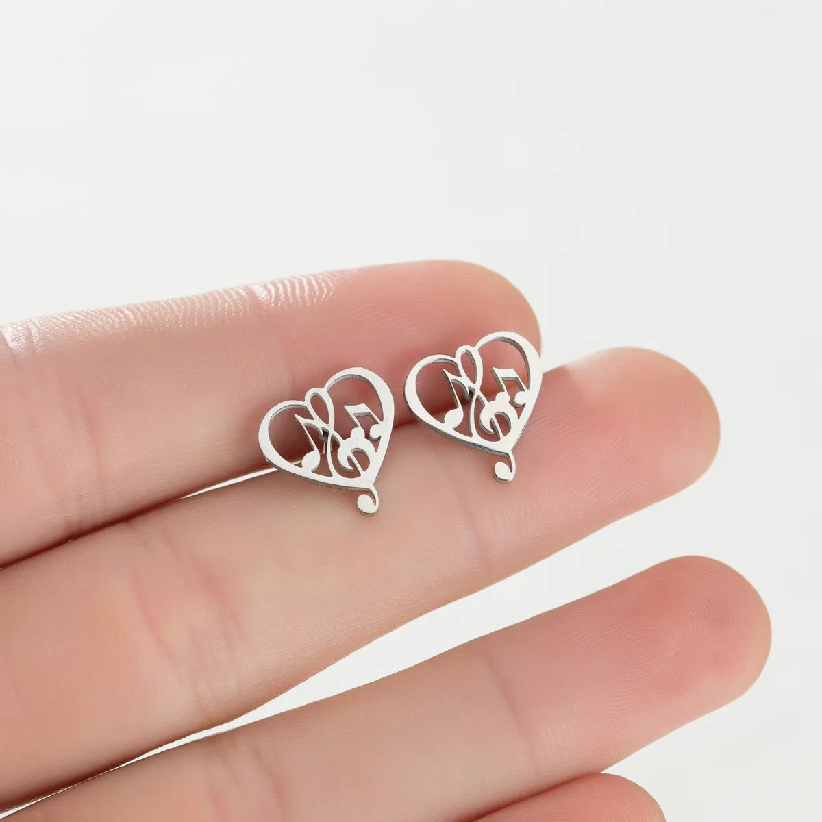 Fashion Heart Shape Plating 304 Stainless Steel No Inlaid 18K Gold Plated Ear Studs