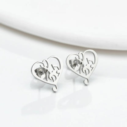 Fashion Heart Shape Plating 304 Stainless Steel No Inlaid 18K Gold Plated Ear Studs