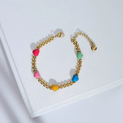 Fashion Heart Shape Titanium Steel Enamel Bracelets