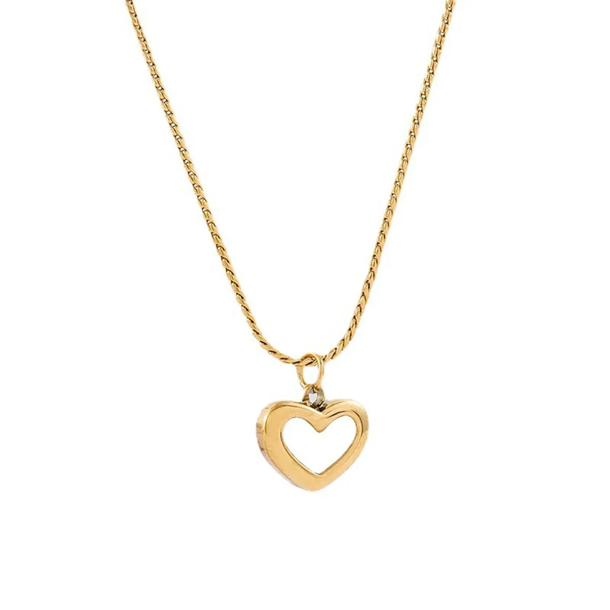 Fashion Heart Shape Titanium Steel Gold Plated Necklace