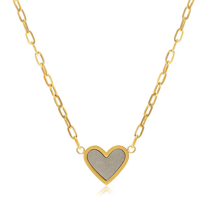 Fashion Heart Shape Titanium Steel Inlaid Gold Pendant Necklace 1 Piece