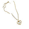 Fashion Heart Shape Titanium Steel Copper Inlay Zircon Pendant Necklace