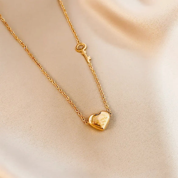 Wholesale Jewelry Fashion Heart Shape Titanium Steel Titanium Steel 18K Gold Plated Gold Plated Silver Plated Pendant Necklace