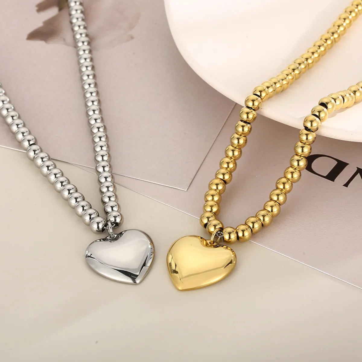 Fashion Heart Shape Titanium Steel Plating Bracelets Necklace