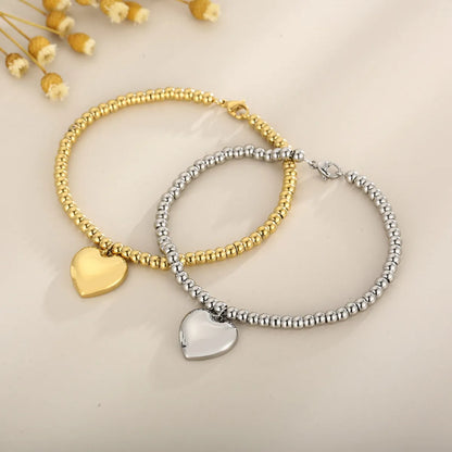 Fashion Heart Shape Titanium Steel Plating Bracelets Necklace