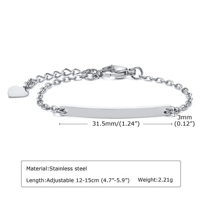 Fashion Heart Shape 304 Stainless Steel Plating Kid'S Bracelets