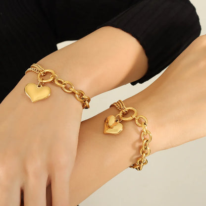 Fashion Heart Shape Titanium Steel Plating Bracelets